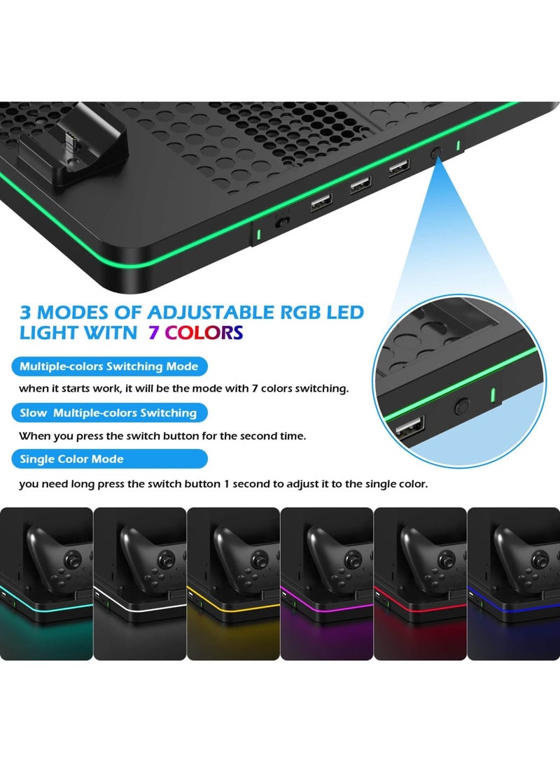SYOSI Cooling Stand Compatible with Xbox Series S, Dual Purpose Cooling Fan with 2 X 1100 mAh Handle Rechargeable Battery Station & 3 USB Ports, Dual Controller Cooler System Dock for Xbox Series X/S - Image 3