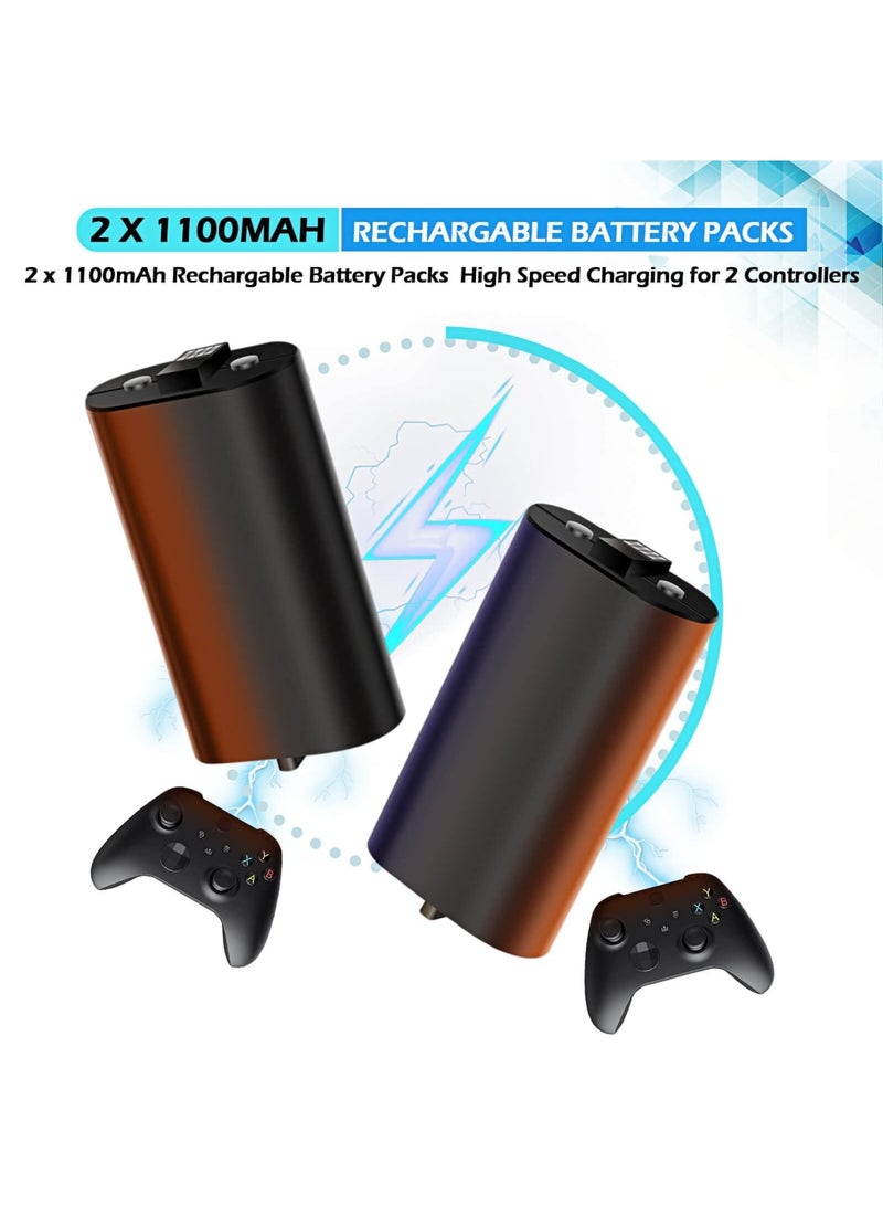 SYOSI Cooling Stand Compatible with Xbox Series S, Dual Purpose Cooling Fan with 2 X 1100 mAh Handle Rechargeable Battery Station & 3 USB Ports, Dual Controller Cooler System Dock for Xbox Series X/S - Image 4