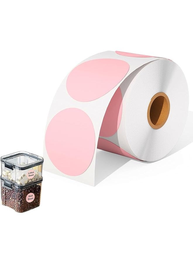 X spring Round Direct Thermal Labels 600 Labels Pink Circle Thermal Sticker Labels Self Adhesive Round Direct Thermal Labels 5Cm Multi Purpose Roll Sticker Labels For Diy Logo Design Qr Code  - Image 1
