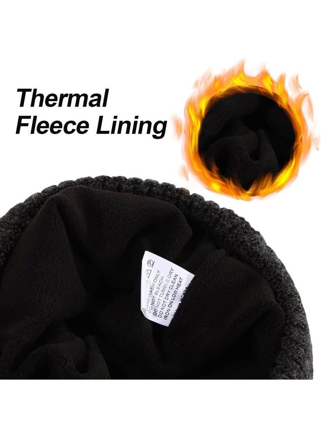 LUCKYBUNNY M/L/XL/XXL Wool Cuff Beanie for Men Women, Fleece Lined Warm Winter Hats Knit Skull Cap for Big Head, Black, XL-XXL - Image 3