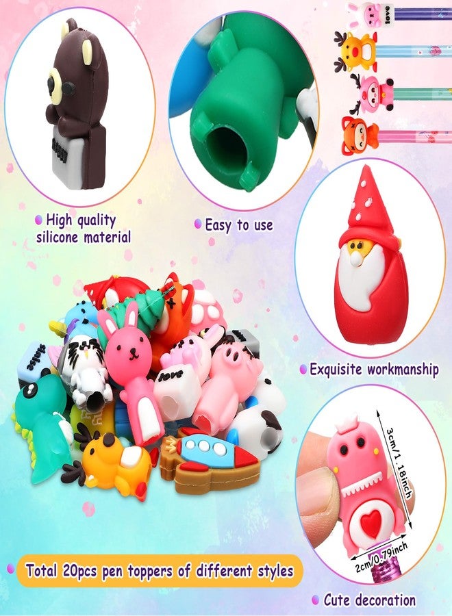 Teling 80 Pcs Scented Bookmarks and Smelly Pencils with Cute Toppers Set Fun Pencils Fruit Food Theme Scratch and Sniff Bookmarks Cartoon Pen Toppers Study Supplies(Adorable Style) - Image 4