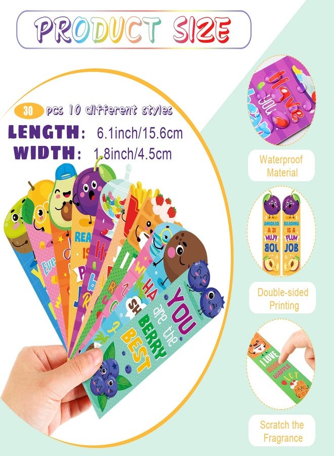 Teling 80 Pcs Scented Bookmarks and Smelly Pencils with Cute Toppers Set Fun Pencils Fruit Food Theme Scratch and Sniff Bookmarks Cartoon Pen Toppers Study Supplies(Adorable Style) - Image 2