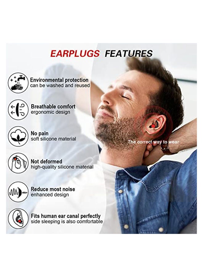SUPCEAT 2 Pair Sleeping Noise Cancelling Silicone Earplugs - Black  - Image 4