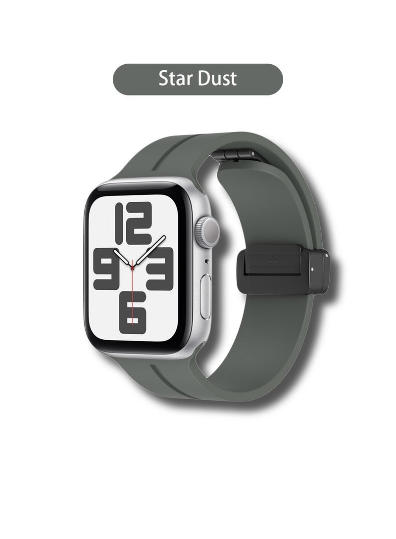 Soft Silicone Sport Watch Band with Magnetic Buckle Fits Apple Watch Ultra 2/Ultra Series 9/8/SE 2nd Gen/7/SE/6/5/4/3/2/1 Compatible with 42/44/45/49mm Case Sizes Also Compatible with Series 10 with 46mm Case Size  - Image 2