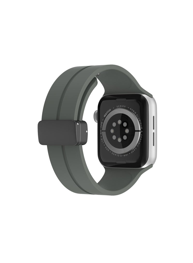 Soft Silicone Sport Watch Band with Magnetic Buckle Fits Apple Watch Ultra 2/Ultra Series 9/8/SE 2nd Gen/7/SE/6/5/4/3/2/1 Compatible with 42/44/45/49mm Case Sizes Also Compatible with Series 10 with 46mm Case Size  - Image 3