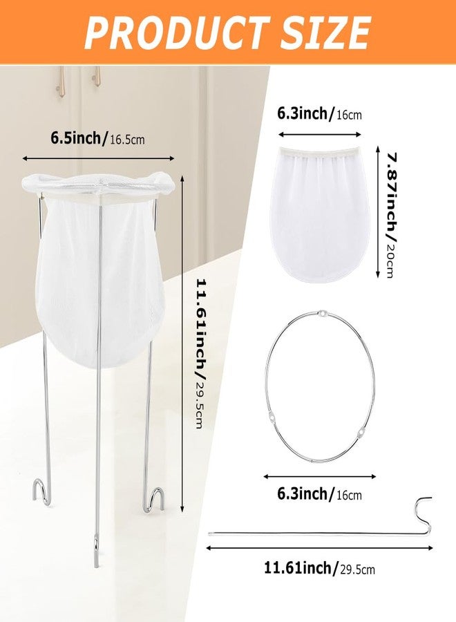 YOSINXU Jelly Strainer Stand with 3 Reusable Strainer Bags, Stable Stainless Steel Sieve Stand Reusable Food Jelly Filter Bags for Straining Juice Yogurt Cheese Broth Nut Milk - Image 2