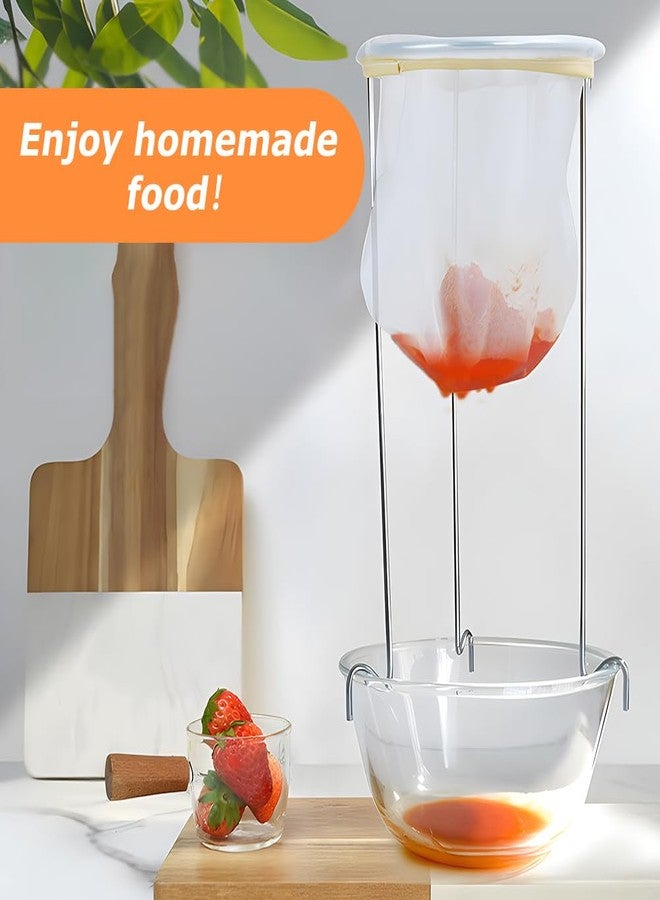 YOSINXU Jelly Strainer Stand with 3 Reusable Strainer Bags, Stable Stainless Steel Sieve Stand Reusable Food Jelly Filter Bags for Straining Juice Yogurt Cheese Broth Nut Milk - Image 4