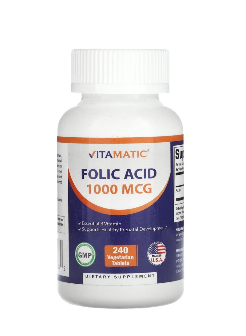 Vitamatic حمض الفوليك 1000 ميكروغرام 240 قرص نباتي