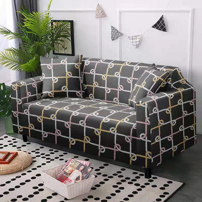 Lukzer 3 Seater180cm230cm Knotted Design Elastic Universal Stretchable Sofa Cover with 2 Free Cushion Cover - Image 1