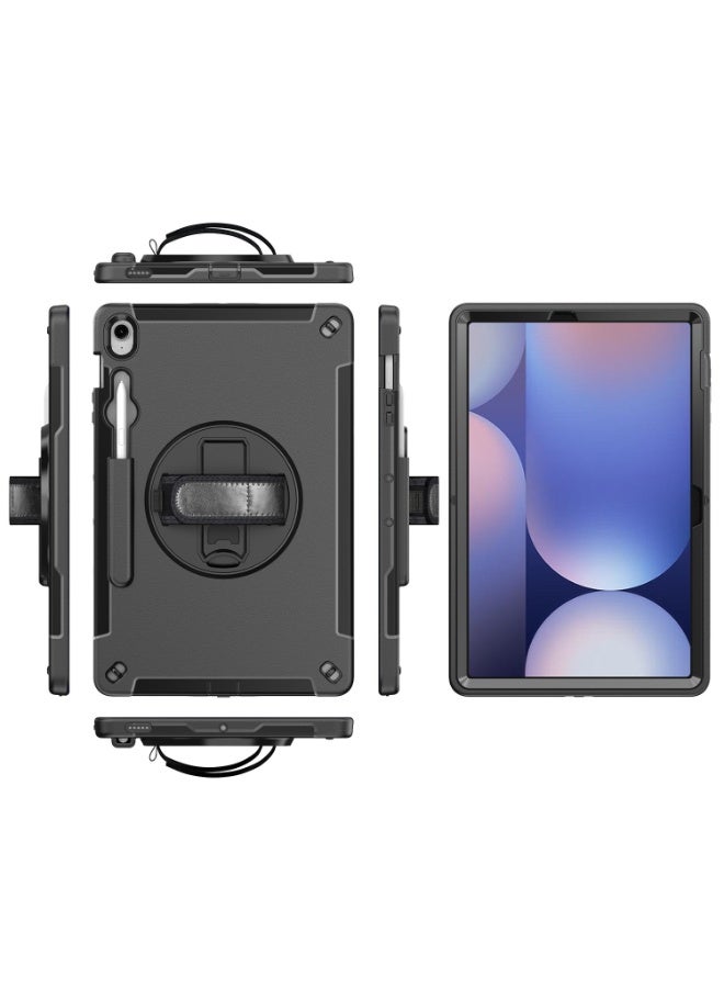 عام غطاء متين لتابلت سامسونج جالاكسي تاب إس 10 FE+ (13.1 إنش) 2025 - يحتوي على حامل دوار، حزام معصم، حزام كتف وحامل قلم، متوافق مع سامسونج تاب إس 10 FE+ - Image 2