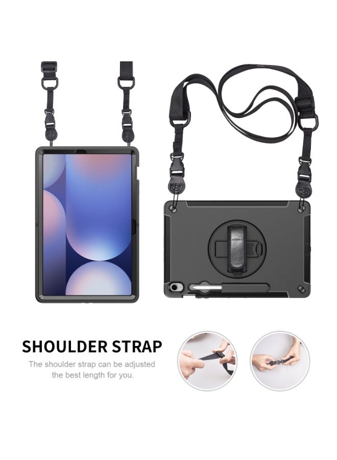 عام غطاء متين لتابلت سامسونج جالاكسي تاب إس 10 FE+ (13.1 إنش) 2025 - يحتوي على حامل دوار، حزام معصم، حزام كتف وحامل قلم، متوافق مع سامسونج تاب إس 10 FE+ - Image 4