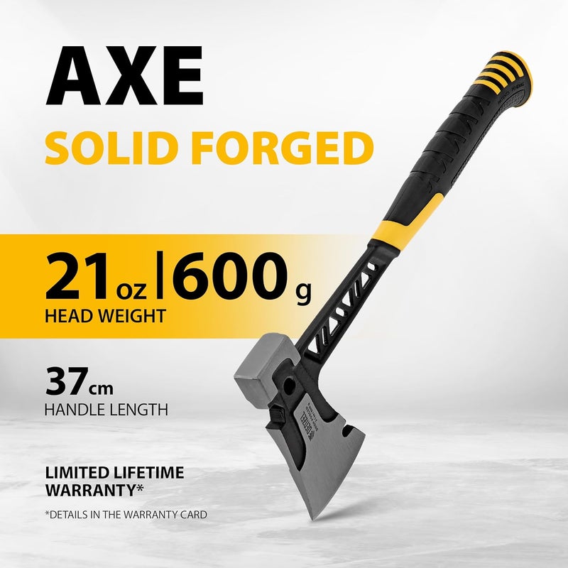 DENZEL 21-oz Axe – Solid-Forged Steel Head with Anti-Slip Rubber Grip – Durable Hand Tool for Camping, Wood Splitting & Home Improvement - Image 2