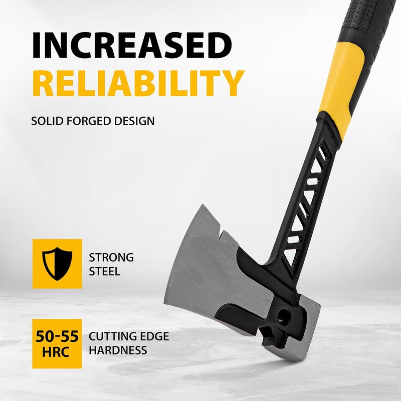 DENZEL 21-oz Axe – Solid-Forged Steel Head with Anti-Slip Rubber Grip – Durable Hand Tool for Camping, Wood Splitting & Home Improvement - Image 3
