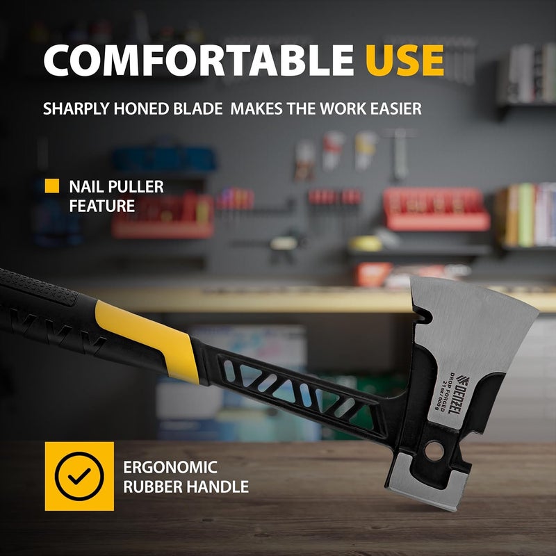 DENZEL 21-oz Axe – Solid-Forged Steel Head with Anti-Slip Rubber Grip – Durable Hand Tool for Camping, Wood Splitting & Home Improvement - Image 4