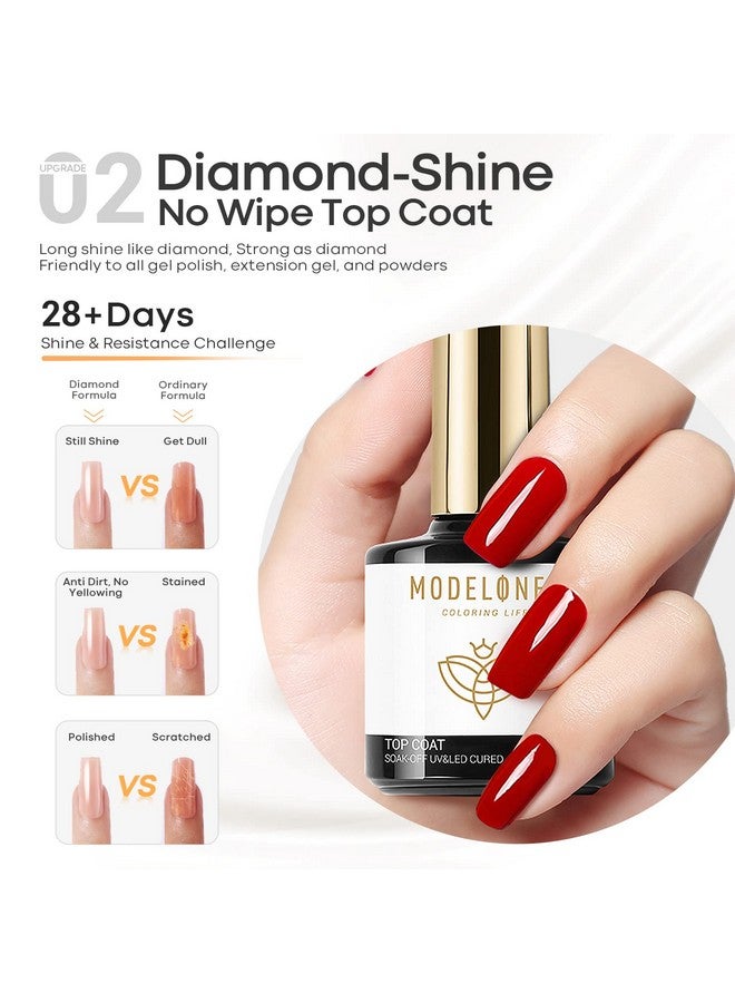 modelones Gel Top Coat Base Coat For Gel Nail Polish, 3Pcs 10Ml No Wipe Matte & Shiny Top Coat, Long Lasting High Gloss And Matte Effects Diy At Home  - Image 4