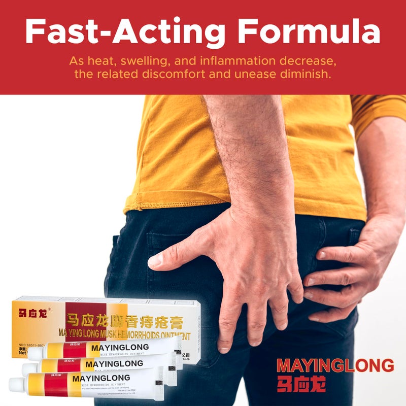 Mayinglong Musk Hemorrhoids Ointment (3 x 10g Tubes), 30g - Maximum Strength Formula for Hemorrhoidal Fast Relief, Soothes Itching, Burning & Discomfort - Fast-Acting Treatment to Shrink Swelling - Image 4