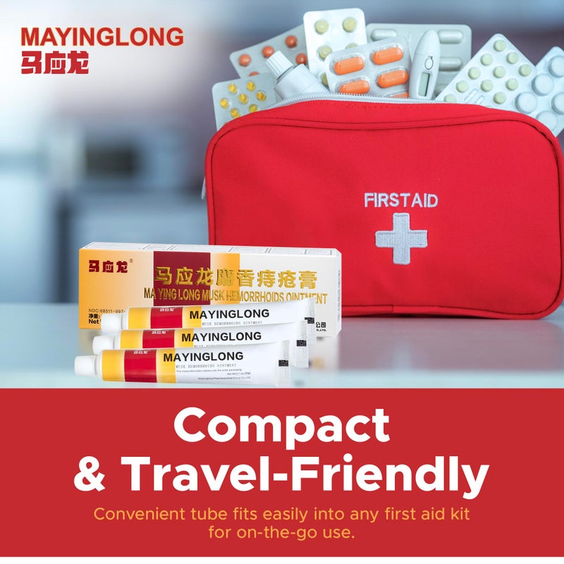 Mayinglong Musk Hemorrhoids Ointment (3 x 10g Tubes), 30g - Maximum Strength Formula for Hemorrhoidal Fast Relief, Soothes Itching, Burning & Discomfort - Fast-Acting Treatment to Shrink Swelling - Image 5