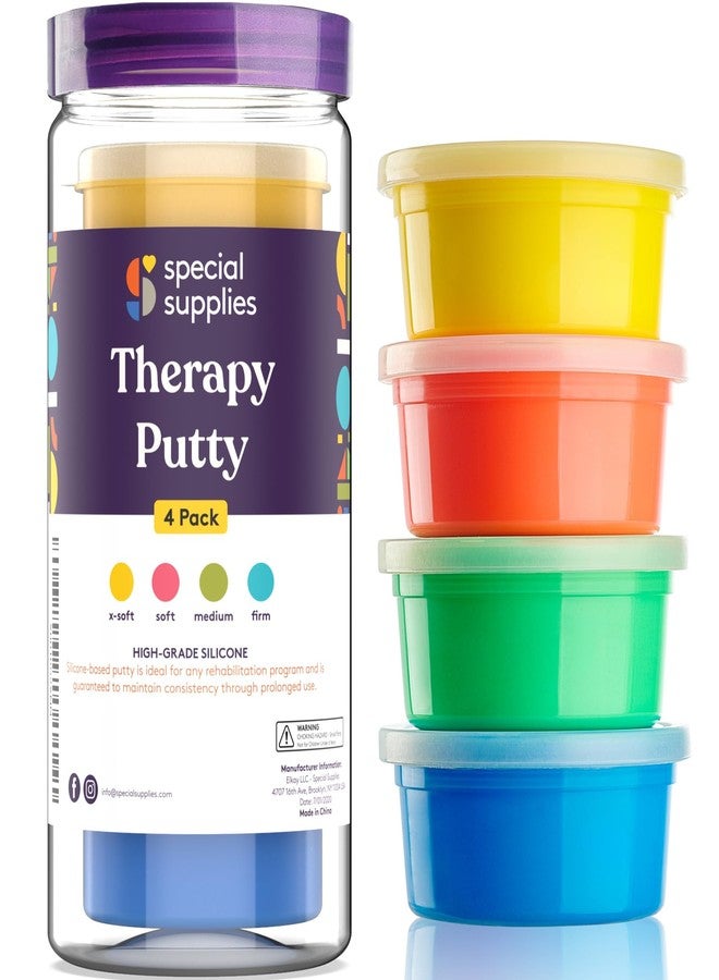 Special Supplies Therapy Putty for Teens and Adults - Resistive Hand Exercise Stress Relief Therapy Putty Kit, Set of 4 Strengths, Three Ounces of Each Putty (Primary Colors) - Image 1