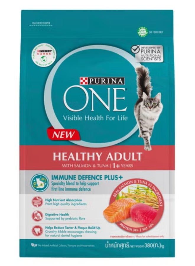 Purina ONE Healthy Adult Cat Food With Salmon & Tuna For 1+ Years 380 G - Image 1