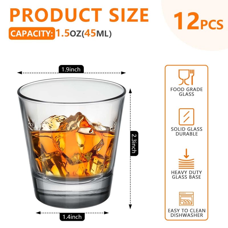 OBTANIM 12 Pack Shot Glasses, 1.5 oz Clear Shot Glass Cups Set with Heavy Base for Bar Restaurants Home - Image 2