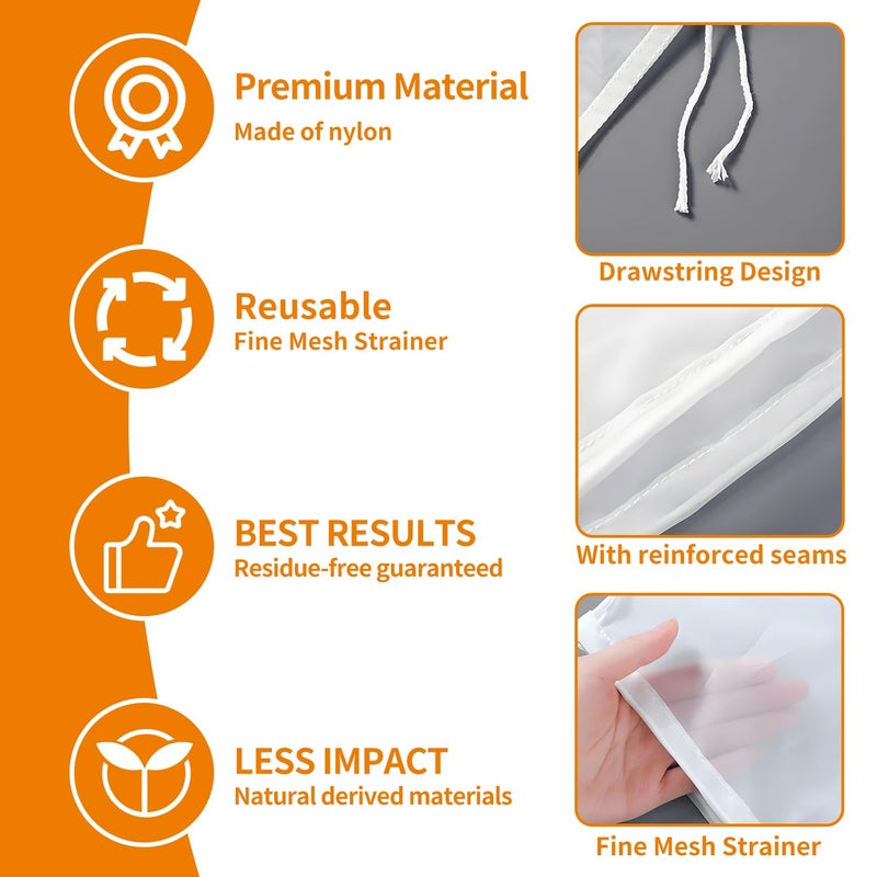 Guokoo 6PCS Cheese Cloth Bag for Straining, 200-Mesh 12 x 8 Inches Nylon Nut Milk Bag, Reusable Food Grade Juicing Bags for Straining Fruit Juice, Yogurt, Nut Milk, Coffee & Cheese - Kitchen Goodies - Image 5