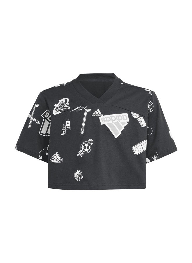 Adidas Jg Bluv Cr T Black Training T-Shirts 7-8Y - Image 2