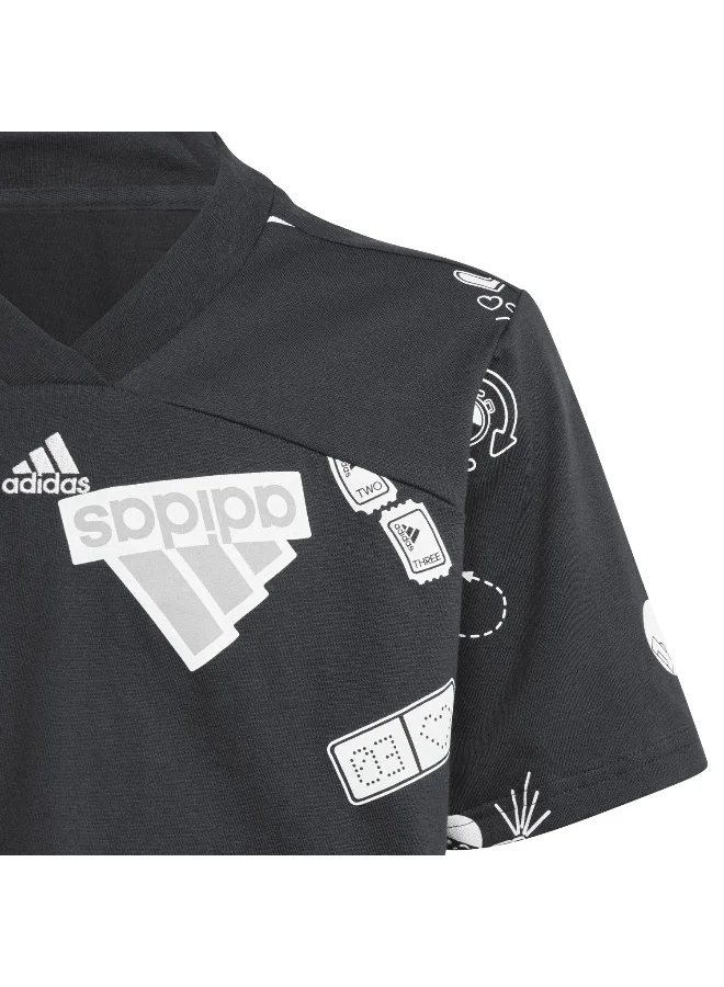 adidas تيشيرت تدريب أسود Jg Bluv Cr T للأطفال 7-8 سنوات