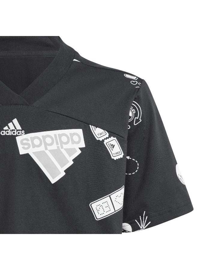 Adidas Jg Bluv Cr T Black Training T-Shirts 7-8Y - Image 4