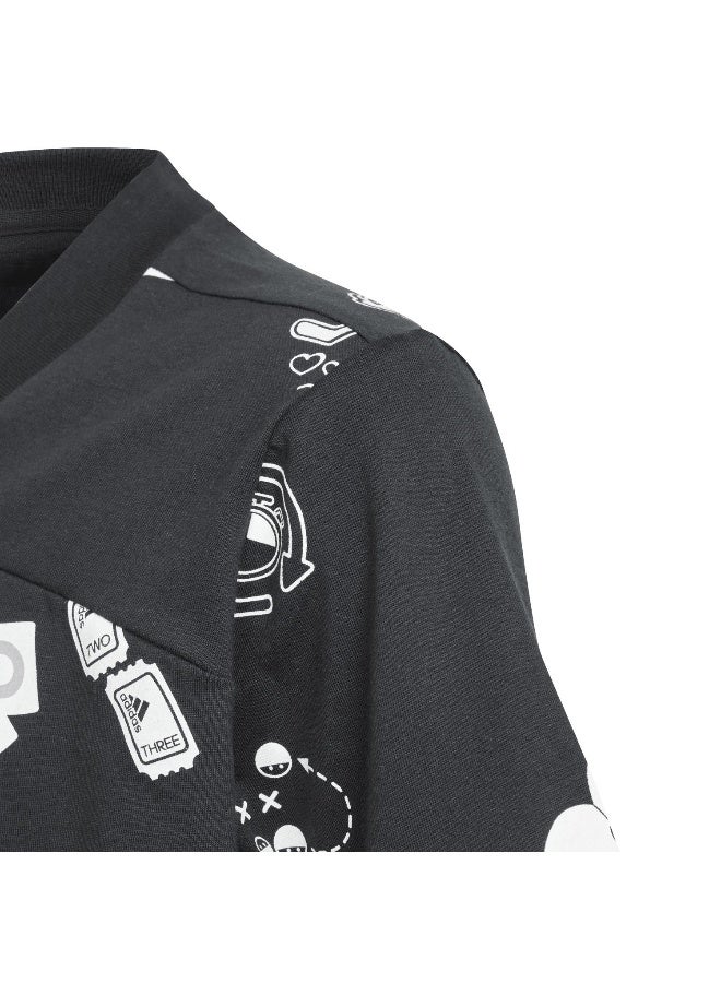 Adidas Jg Bluv Cr T Black Training T-Shirts 7-8Y - Image 5
