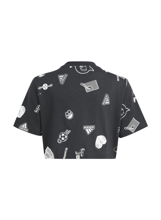 Adidas Jg Bluv Cr T Black Training T-Shirts 7-8Y - Image 3