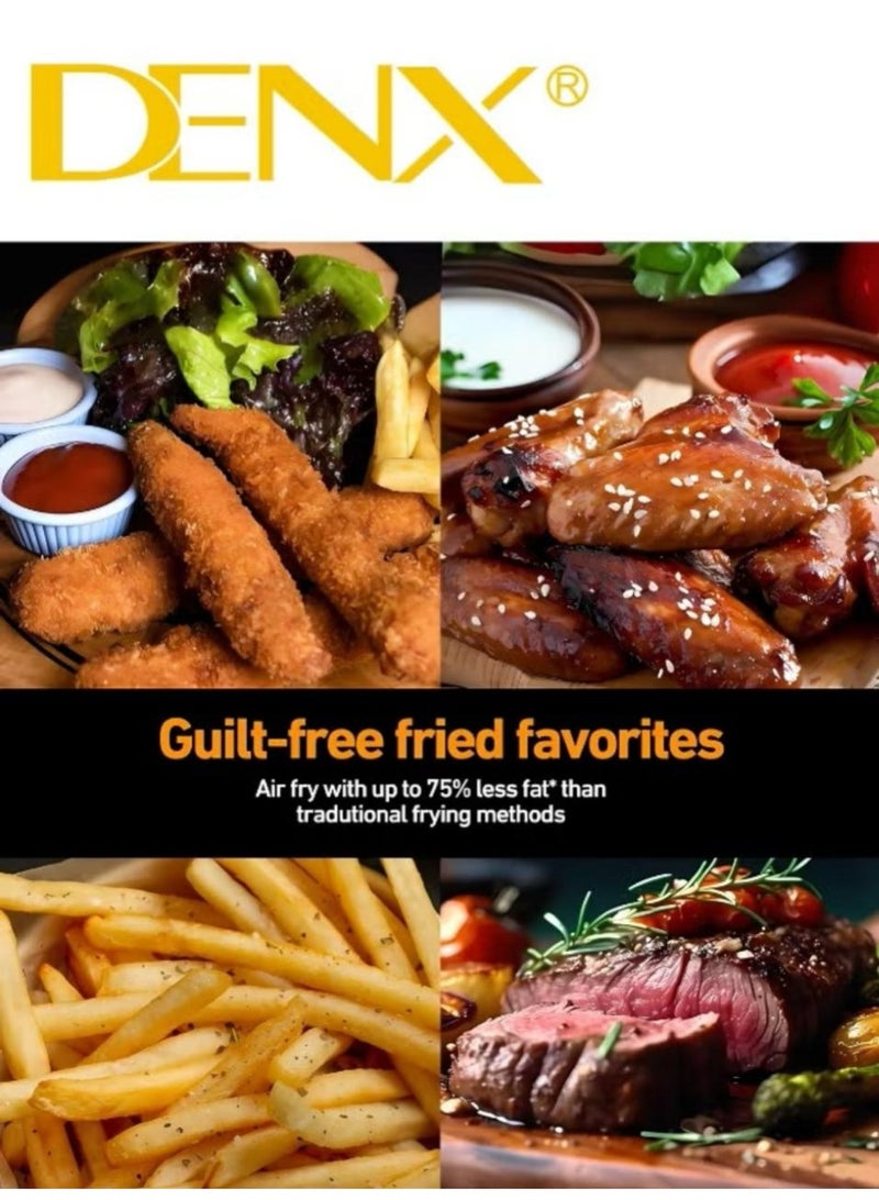 دينكس مقلاة هوائية مزدوجة - قلاية هوائية مزدوجة متعددة الاستخدامات من الفولاذ المقاوم للصدأ، سعة 4 لتر + 4 لتر، منطقتا طهي مستقلتان، لوحة تحكم تعمل باللمس، تحكم ذكي في درجة الحرارة، مقلاة كهربائية أوتوماتيكية للشواء والخبز والتحميص - Image 5