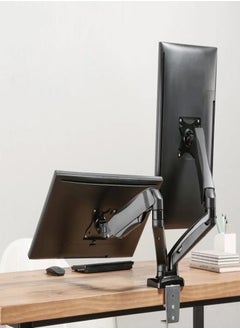 Skill Tech SH130 C024 Dual Monitor Display Gas Spring Aluminum Monitor Arm for 13"-32" Screens, VESA 100x100, 12kg Load Capacity – Black  - Image 3
