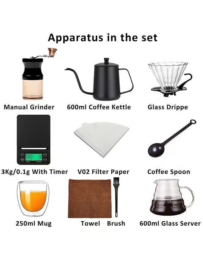 V60 Coffee Set 11-piece Drip Coffee Maker Set All-in-one Portable Travel Bag - Image 3