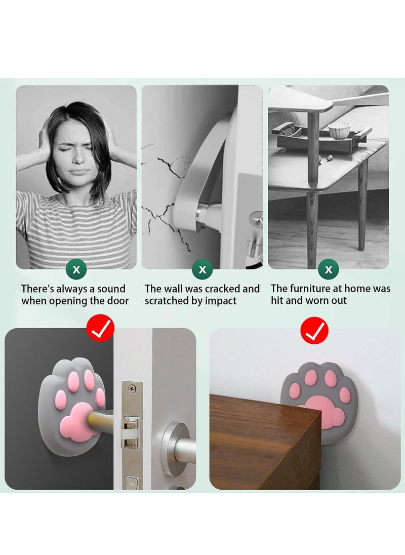 ماركة غير محددة 8 Pcs Door Stoppers for Wall, Knob Wall Protector Silencer Covering Panels Bumper Self Adhesive Cat's Paw Decor(4 color *2)  - Image 3