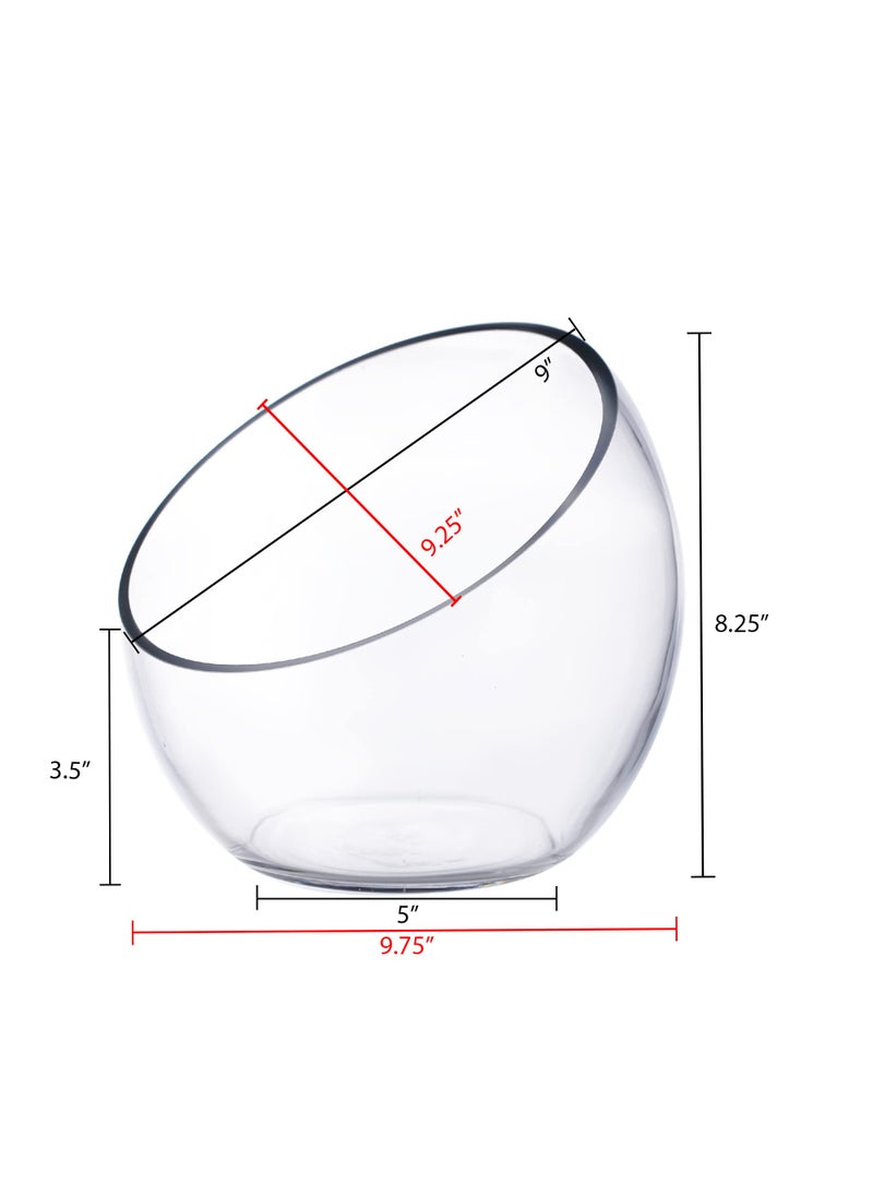 CYS EXCEL CYS EXCEL Glass Slant Cut Bubble Bowl (H-8"" W-9"") | Multiple Size Choices Slanted Globe Bowl Terrarium | Round Flower Vase Centerpiece  - Image 2