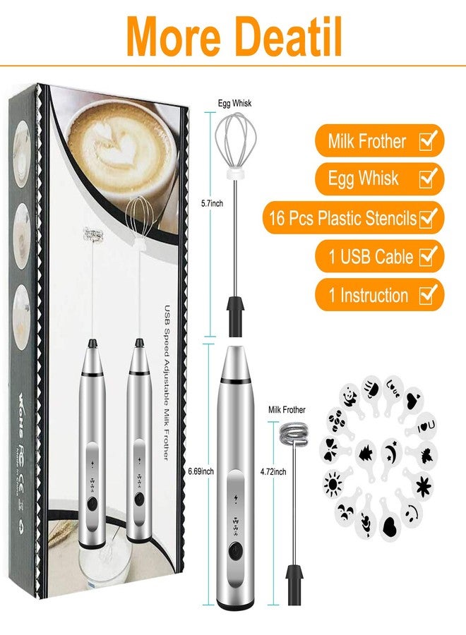 Gbivbe Milk Frother Handheld, Gbivbe Rechargeable Whisk Drink Mixer for Coffee with Art Stencils, Coffee Mixer for Cappuccino, Hot Chocolate Match, Frappe, Hot Chocolate, Egg Whisk - Image 4