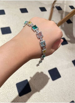 General Small Zircon Inlaid Colored Stone Bracelet  - Image 4