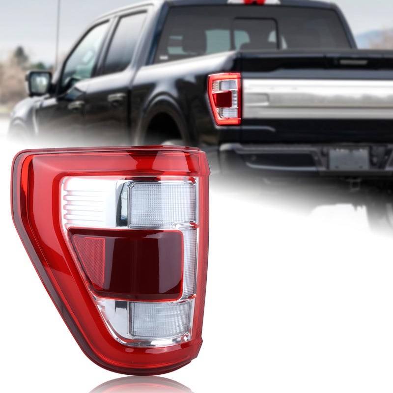 Duolctrams LED Tail Light Rear Lamp Assembly wBlind Spot Module NOT Included Compatible with 20212023 Ford F150 F150 White Housing Left Driver Side ML3Z13405D