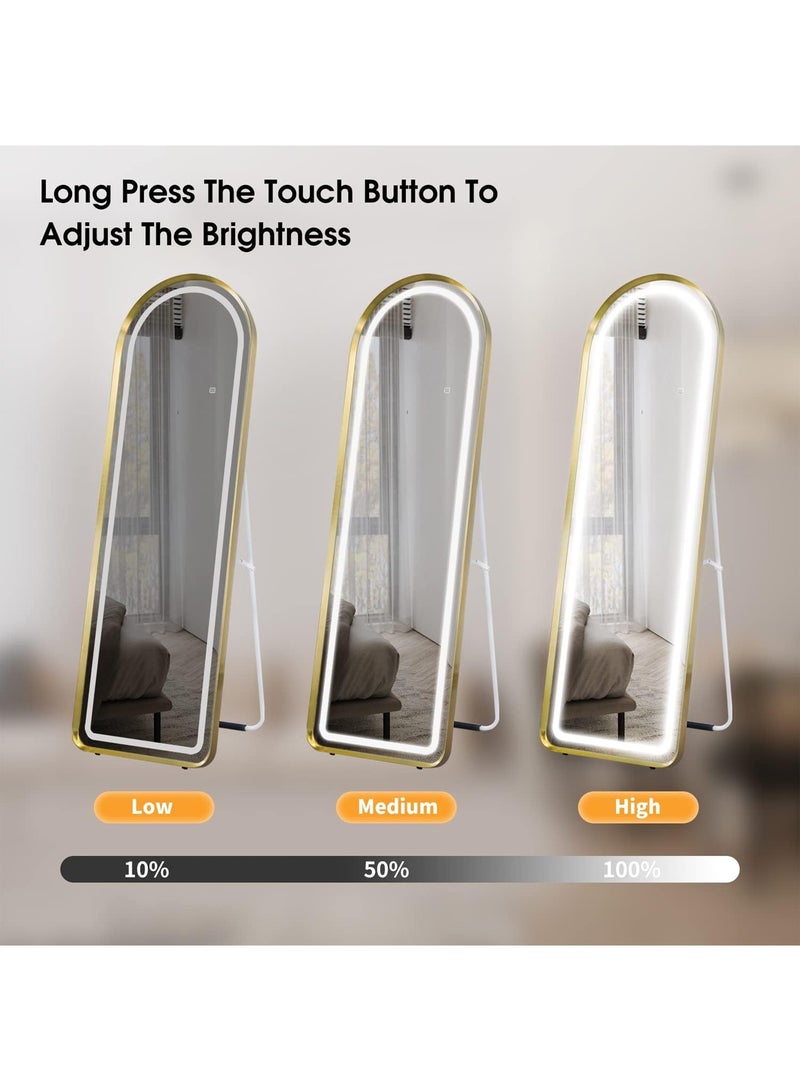 تايمي مرآة كبيرة بتصميم انيق 160x50سم مع اضاءه امامية - مرآة كاملة الطول باطار معدني ذهبي واستاند خلفي - تصميمها الرائع يناسب غرفة المعيشة وغرف اللبس وغرف النوم - Image 4