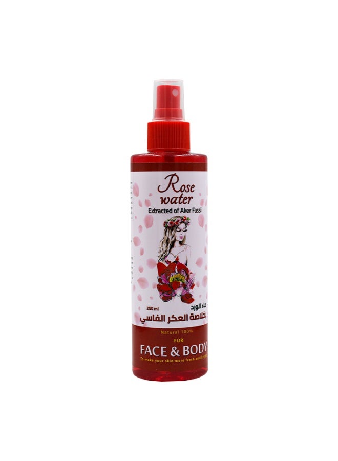 Rosewater bottle with Aker Fassi extract from the "Zahrat Viola" brand