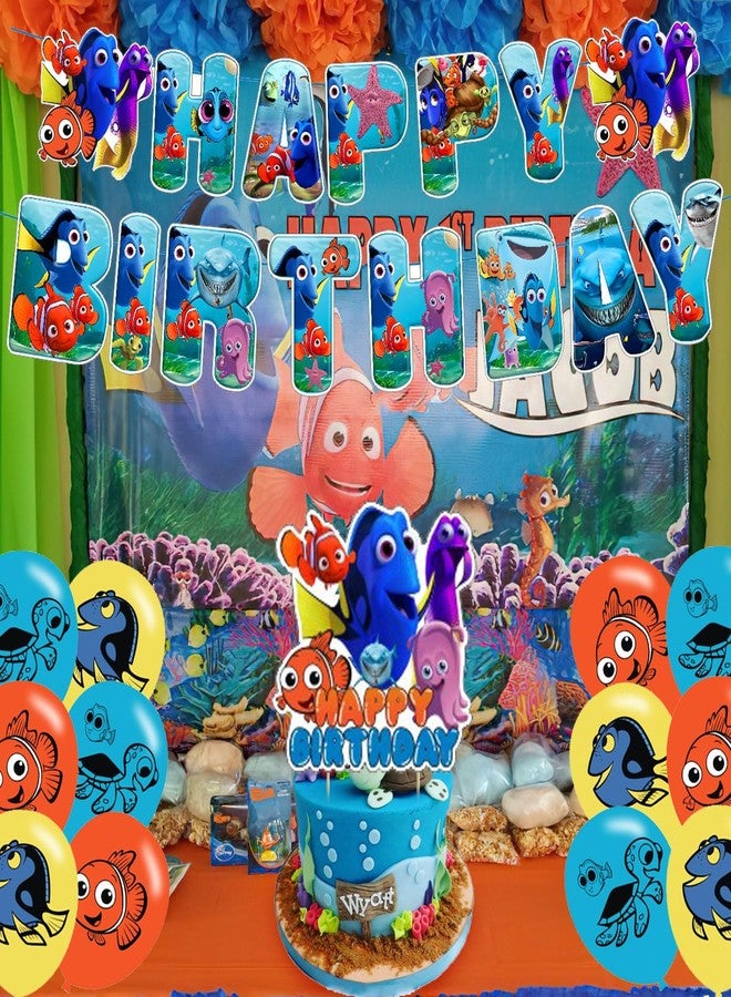PINUO Finding Nemo Birthday Decorations,Finding Nemo Themed Party Decorations,Finding Dory Party Favors Supplies Gifts Room Decor,Banner Balloons Cake Cupcake Toppers - Image 5