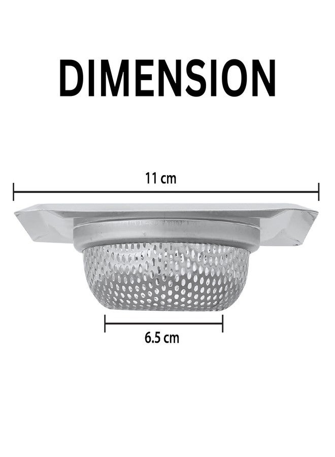Hian Square Stainless Steel Kitchen Sink Strainer - Silver Perforated Drain Filter for Food Waste & Clog Prevention | Rust-Resistant, Easy to Clean (Pack of 1) - Image 2