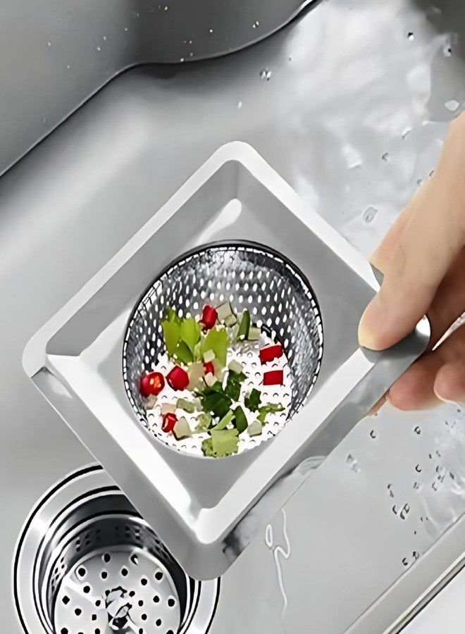 Hian Square Stainless Steel Kitchen Sink Strainer - Silver Perforated Drain Filter for Food Waste & Clog Prevention | Rust-Resistant, Easy to Clean (Pack of 1) - Image 3