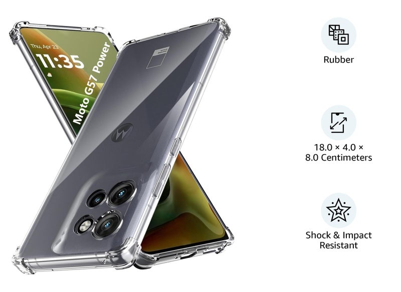 Lustree Lustre Back Cover Transparent Case Compatible with Motorola G57 Power | Slim Soft TPU Case, Anti-Scratch Cover with Four-Corner Protection Raised Camera Guard - Image 2