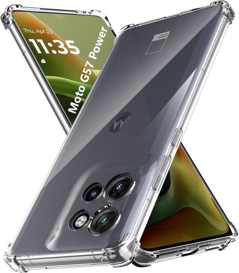 Lustree Lustre Back Cover Transparent Case Compatible with Motorola G57 Power | Slim Soft TPU Case, Anti-Scratch Cover with Four-Corner Protection Raised Camera Guard - Image 1