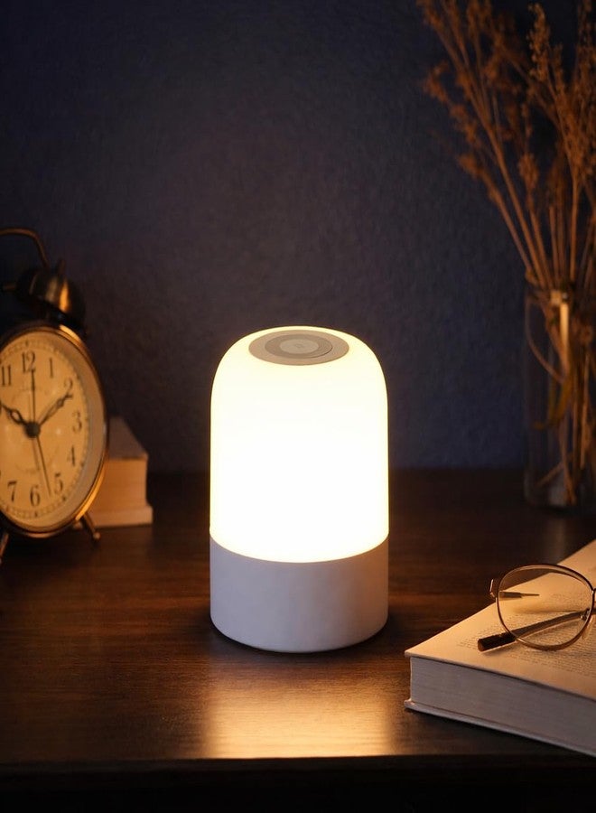 One94Store مصباح طاولة LED بيضاوي الشكل من One94Store - مصباح ليلي يعمل باللمس قابل لإعادة الشحن عبر منفذ USB مع 3 أوضاع، سطوع قابل للتعديل عن طريق الضغط المطول على زر الطاقة، لغرفة النوم وغرفة المعيشة وغرفة الدراسة والمكتب (أبيض، عبوة من قطعة واحدة) - Image 1