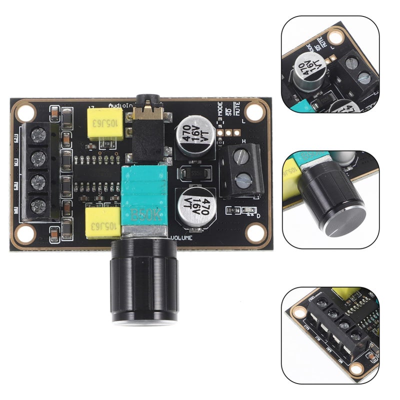 Mini Stereo Amp Audio Board DIY Sound Amplifier Module Black - Image 3