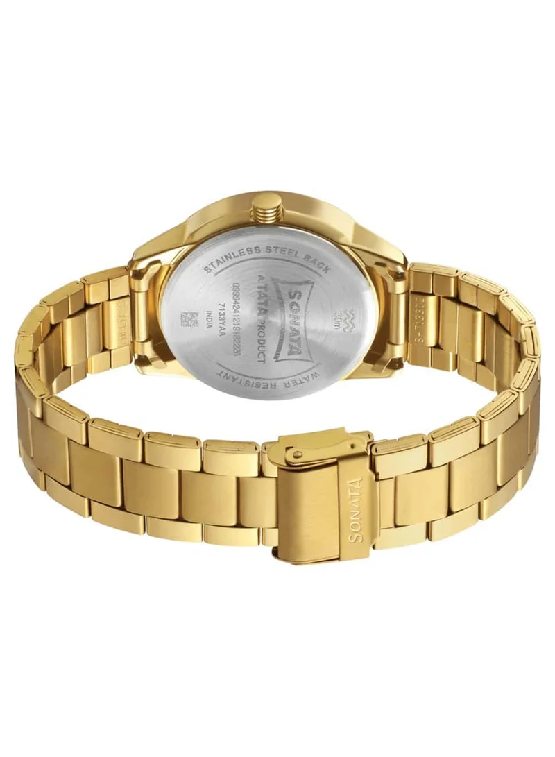 Sonata Men's Analog Round Shape Stainless Steel Wrist Watch 7133YM02 - 47 Mm