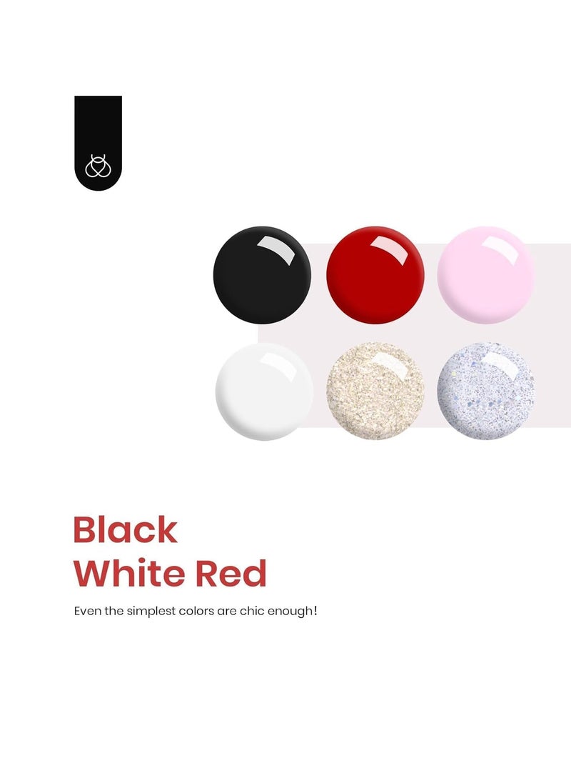 beetles Gel Polish Beetles Gel Nail Polish Kit with U V Light Starter Kit, Black Red White Pink Shimmer Gel Polish Set, Base Gel Top Coat Glitter Gel Nail Kits Home DIY Manicure Light Gel Nail Polish Gifts for Mom  - Image 3