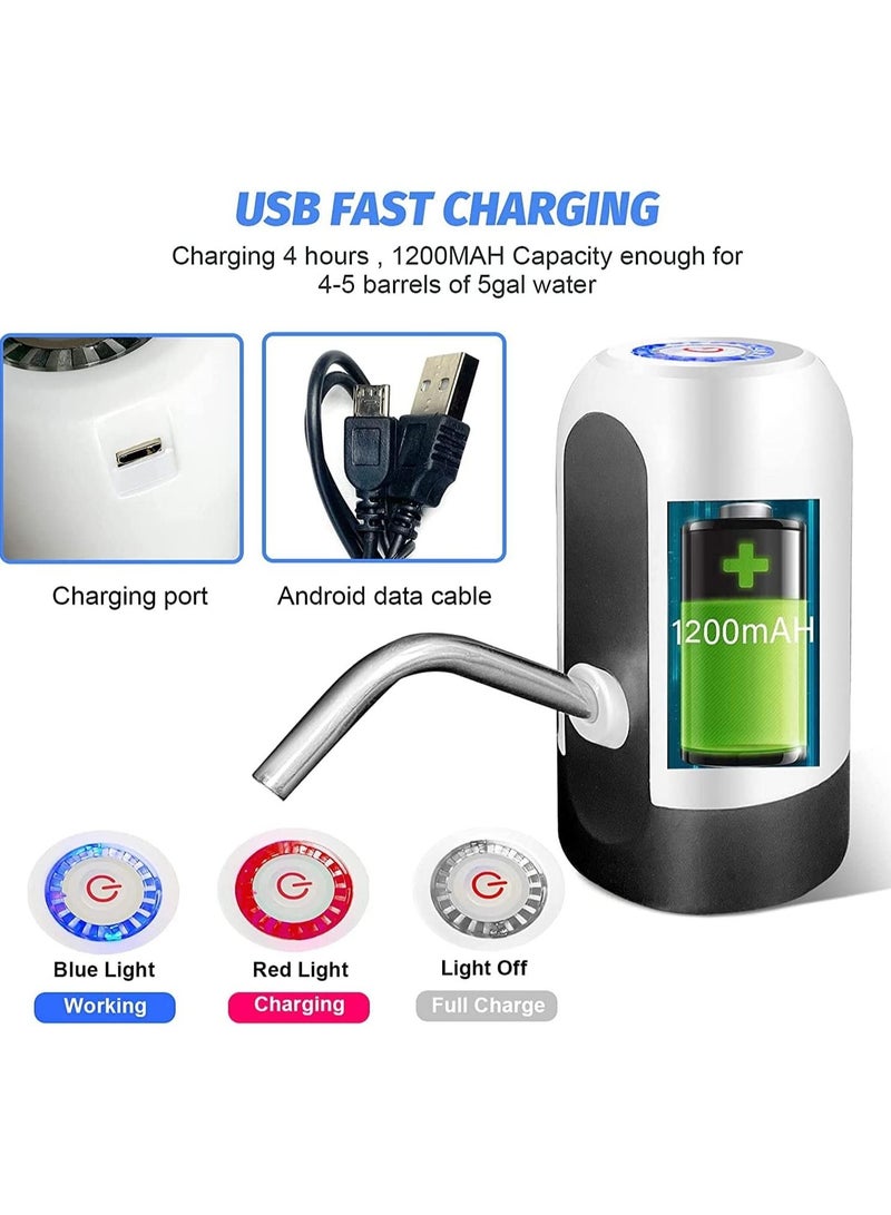 إيروريكس مفتاح موزع مضخة مياه الشرب المعبأة في زجاجات قابلة لإعادة الشحن اللاسلكي ، مضخة زر محمولة لشرب المياه الكهربائية للمطبخ والمكتب والمنزل والتخييم في الهواء الطلق ، أبيض - Image 4